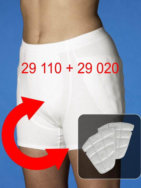Set aus Inkontinenz-Hüftschutzhose (Art. 29110) und Hüft-Protektoren (Art. 29020) 